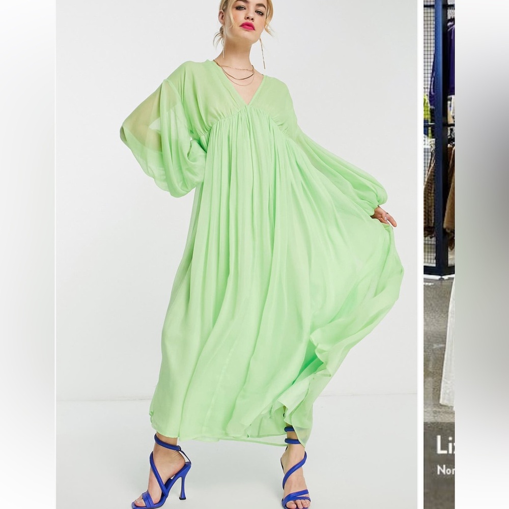 Asos design v neck long sleeve oversized dress size 6(runs bigger)